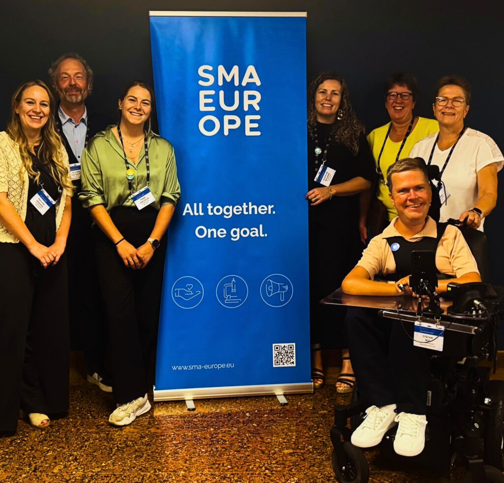 Groepsfoto van de Nederlandse deelnemers aan het eerste SMA Europe Clinical Care congres, 29 en 30 augustus 2025 in Milaan, Italië. 